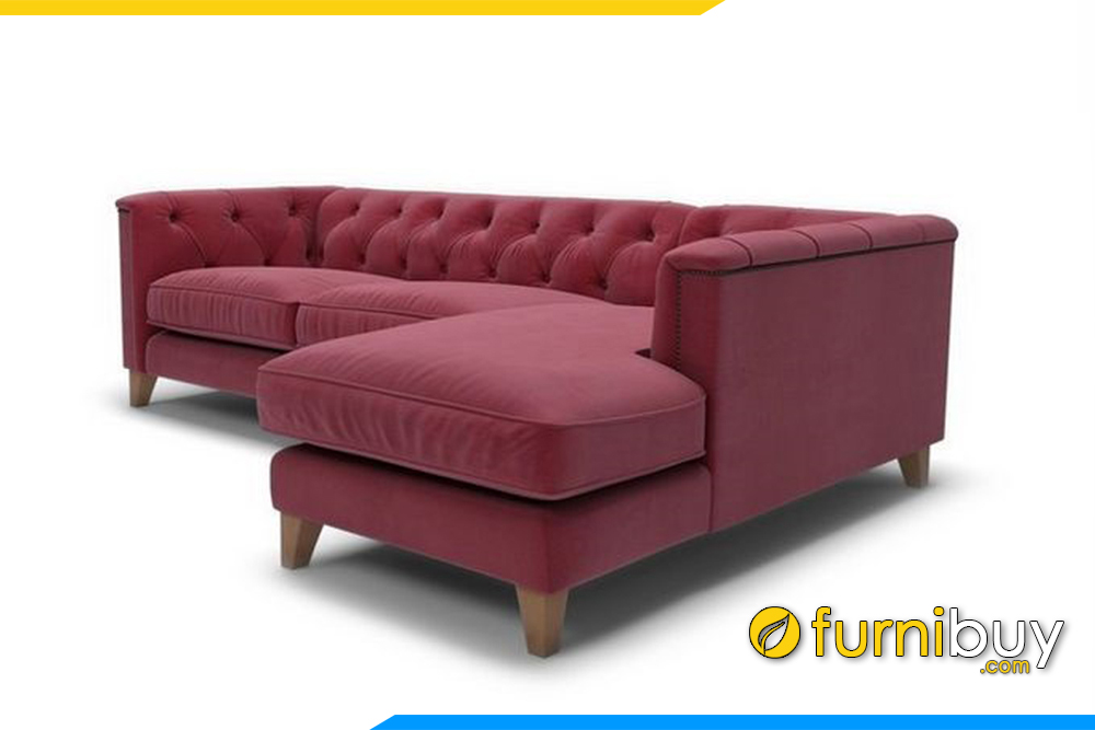 Mẫu ghế sofa nỉ góc với gam màu hồng trẻ trung