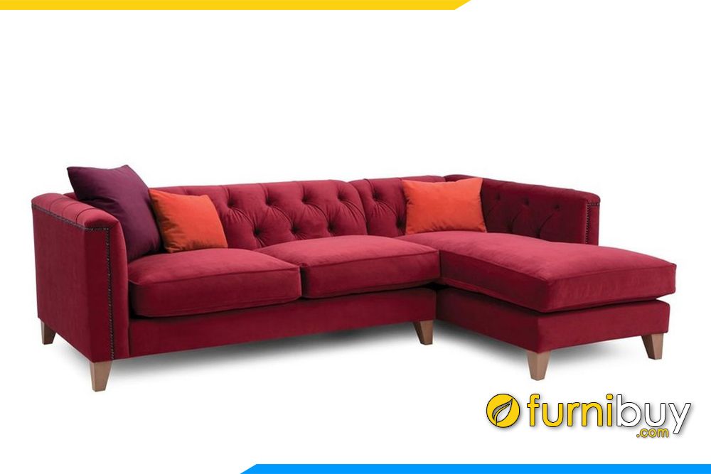 Ghế sofa với kiểu dáng góc L kết hợp với chất liệu nỉ hiện đại