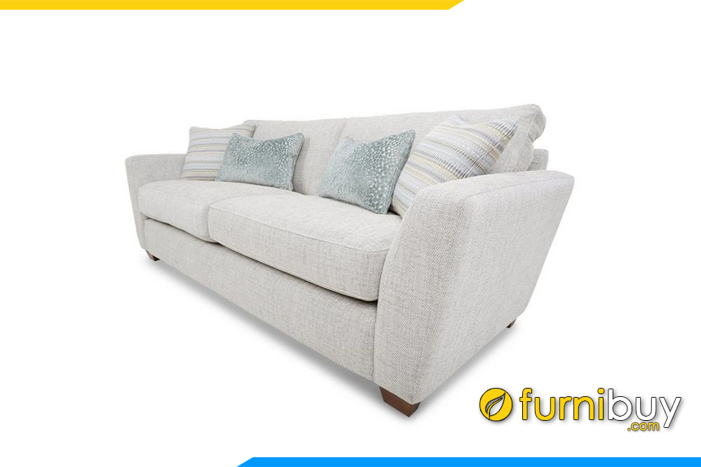 Ghế sofa nỉ phòng khách được trang trí với nhiều gối ôm hiện đại