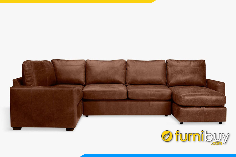 Bộ sofa da kiểu dáng chữ U cho phòng khách rộng FB20058