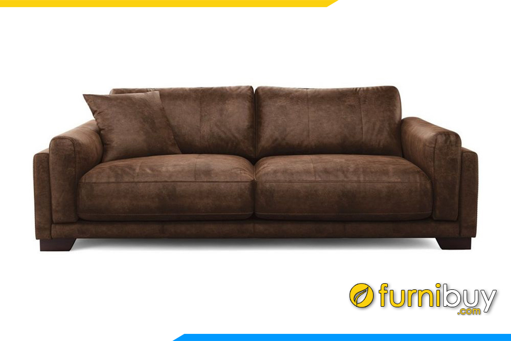 Bộ ghế sofa văng da FB20014 với gam màu nâu đậm sang trọng