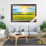 Tranh vẽ sơn dầu cánh đồng hoa hướng dương