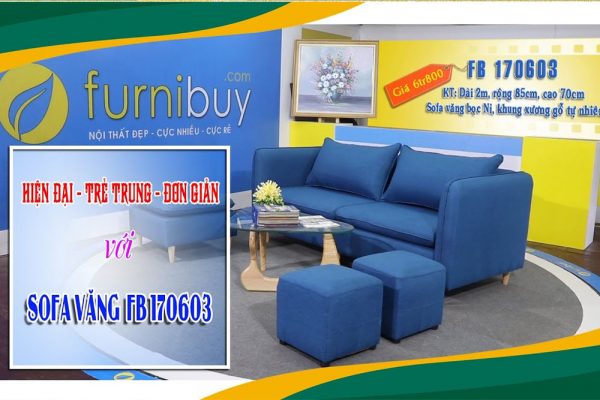 Sofa văng nỉ hiện đại màu xanh FB 170603 | Nội thất FurniBuy