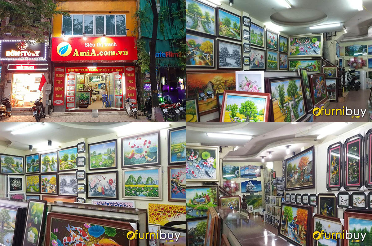hình ảnh cửa hàng và  vài không gian có trưng bày tranh trang trí tại Showroom.