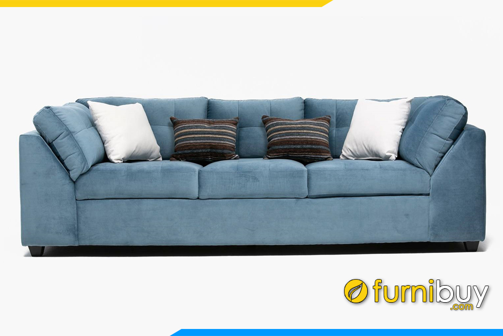 Bộ sofa với nỉ màu xanh giúp phòng khách trở lên hài hóa nhã nhặn hơn
