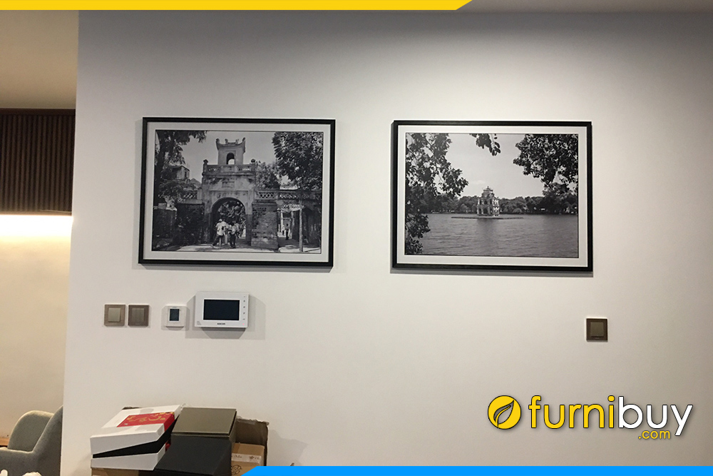 Phong canh ha noi xua trang tri phong khach dep