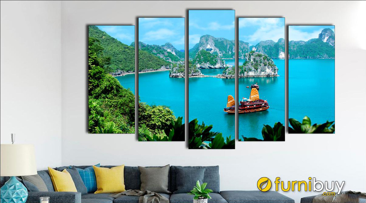 hinh anh tranh phong canh vinh ha long treo nha chung cu