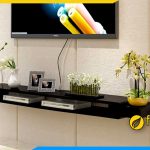 Hình ảnh Kệ tivi gỗ phòng ngủ giá rẻ treo tường màu đen