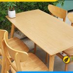 Bàn ghế ăn kết hợp bàn tiếp khách mặt gỗ MDF công nghiệp