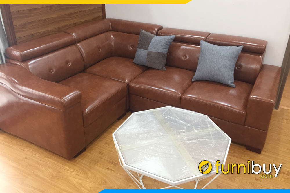 ghe sofa da mau nau ke phong khach sang trong