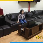ghe sofa vang da den ke phong khach
