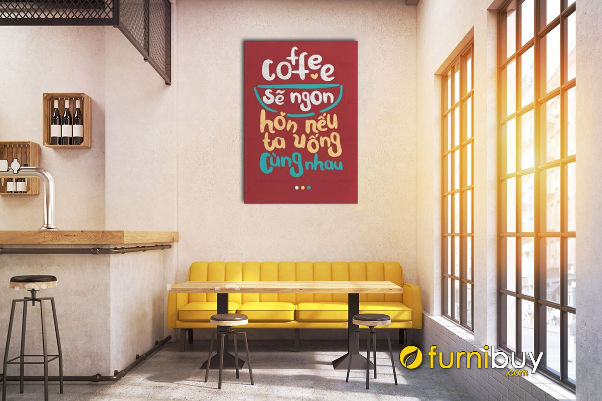 Hình ảnh Tranh canvas chữ treo quán cafe đẹp