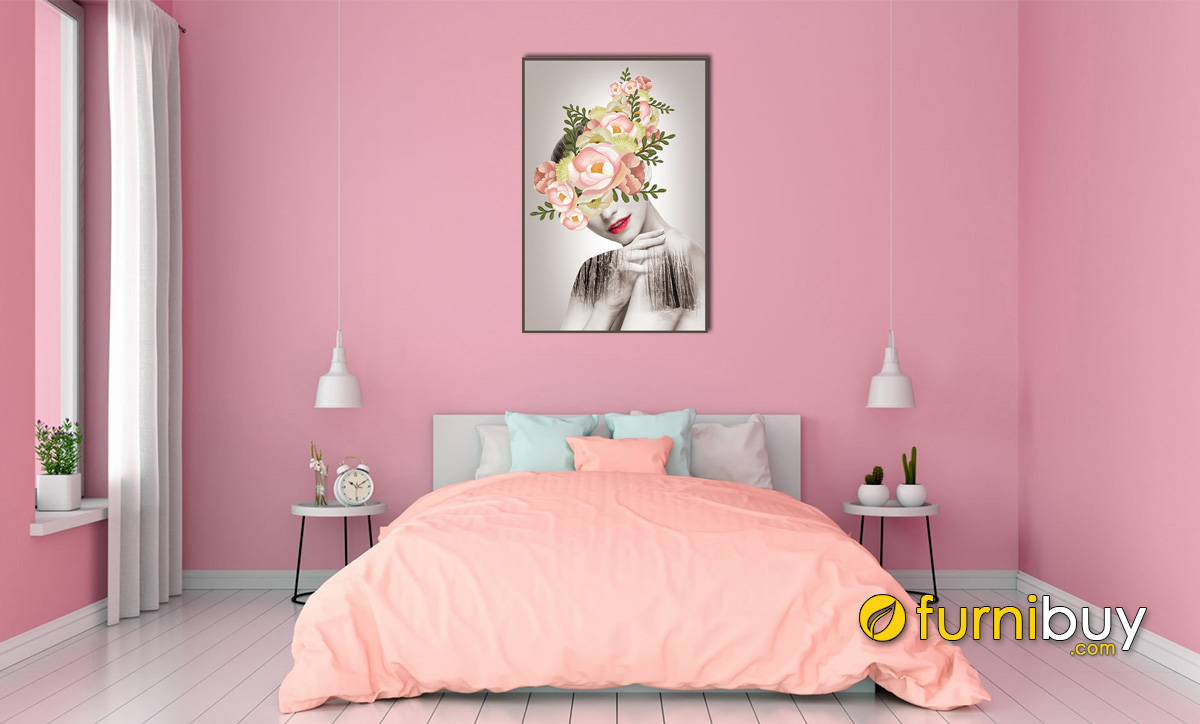 Hình ảnh Tranh canvas cô gái treo tường phòng ngủ đẹp độc đáo