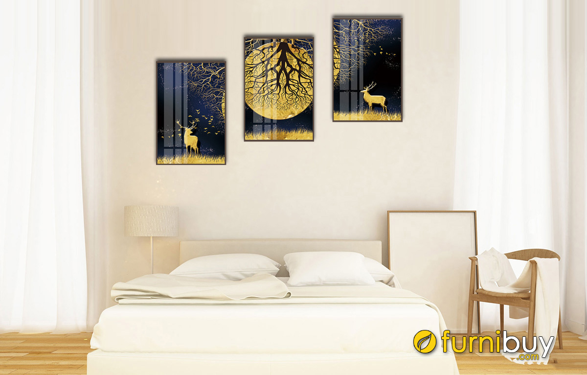 Hình ảnh Tranh canvas rừng vàng đồng ánh kim