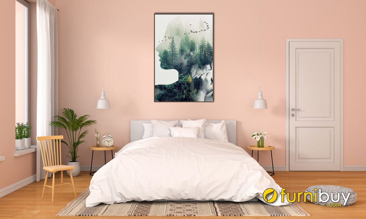 Hình ảnh Tranh cô gái và thiên nhiên treo tường phòng ngủ đẹp độc đáo