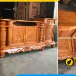 Hình ảnh Mẫu kệ tivi gỗ gõ đỏ tự nhiên Đồng Kỵ