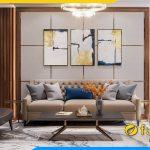 ghe sofa vang ke phong khach dep