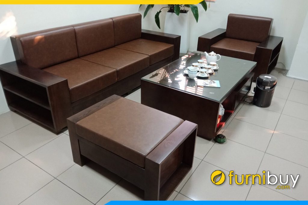 ghe sofa vang go nem da 1m8 ke phong khach