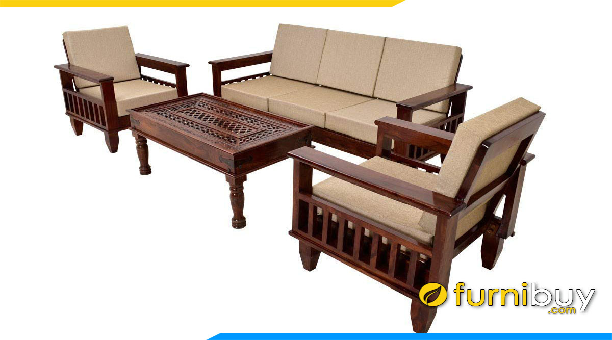bo ban ghe sofa vang go cao su nem ni