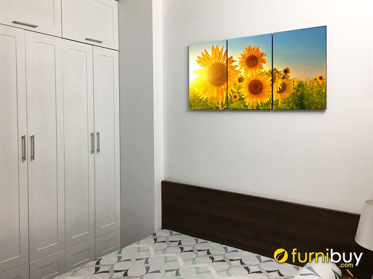 Hình ảnh Bộ tranh treo tường phòng ngủ hoa hướng dương đẹp ý nghĩa
