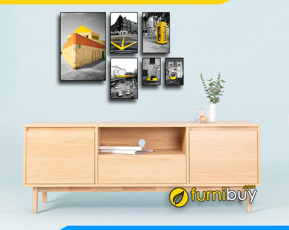 Ảnh Mẫu kệ tivi gỗ cao su phòng khách đẹp