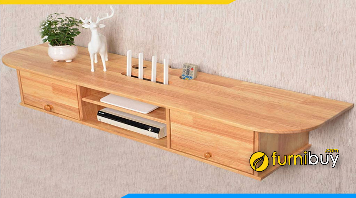 Ảnh Kệ tivi gỗ cao su treo tường đơn giản