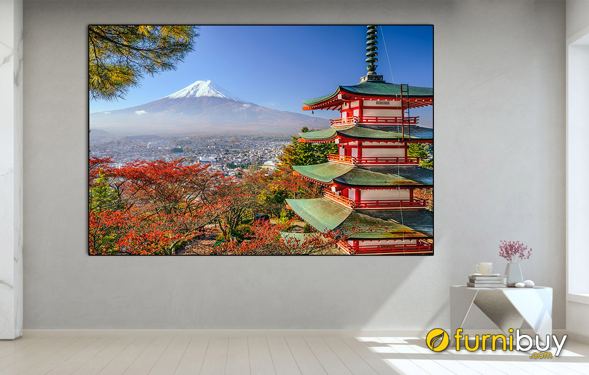 Hình ảnh Tranh đẹp treo tường phong cảnh Nhật Bản núi Phú Sĩ