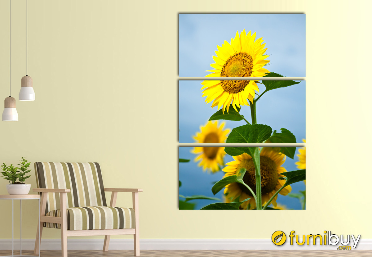 Hình ảnh Tranh hoa hướng dương khổ đứng treo tường đẹp