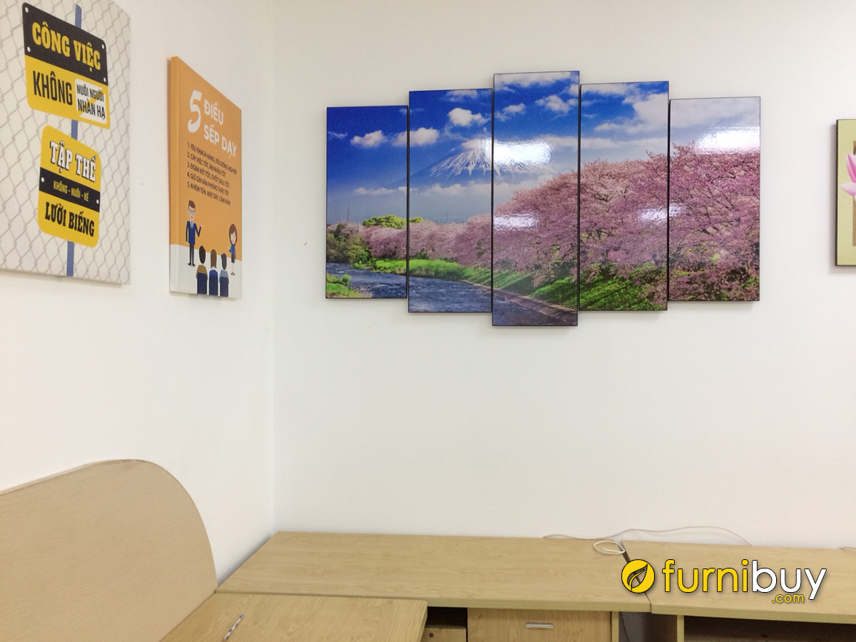 Hình ảnh Tranh núi Phú Sĩ hoa anh đào treo tường phòng làm việc