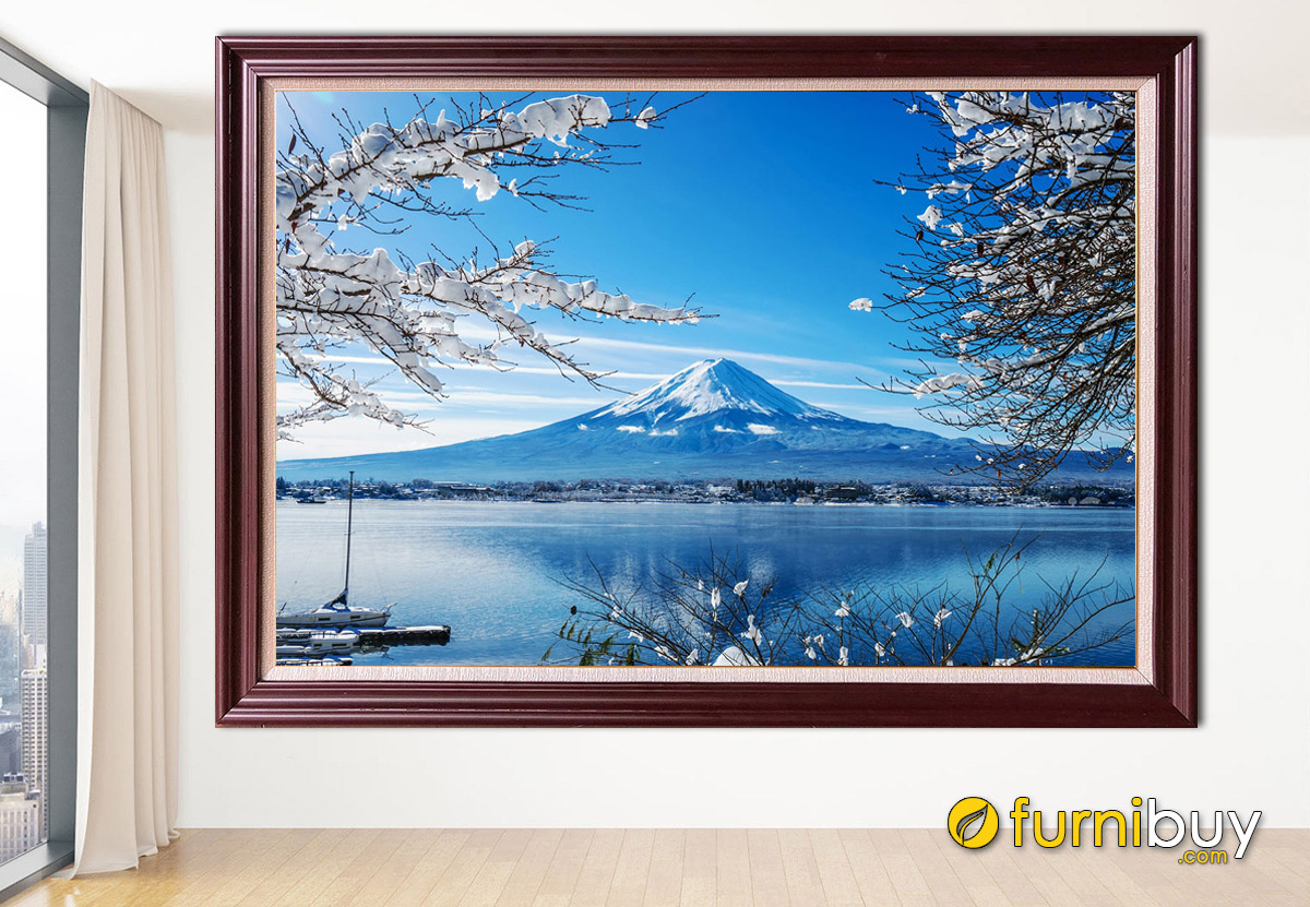 Hình ảnh Tranh phong cảnh núi Phú Sĩ thiết kế 1 tấm treo tường