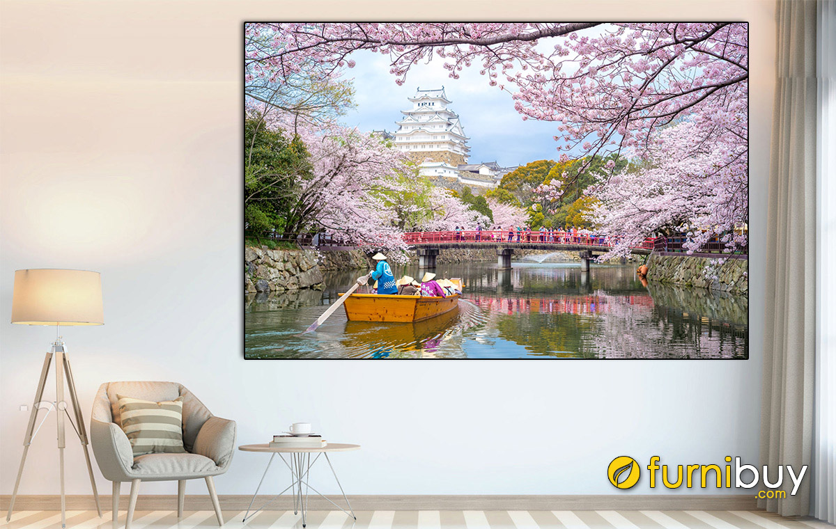 Hình ảnh Tranh treo tường lâu đài Himeji và hoa anh đào