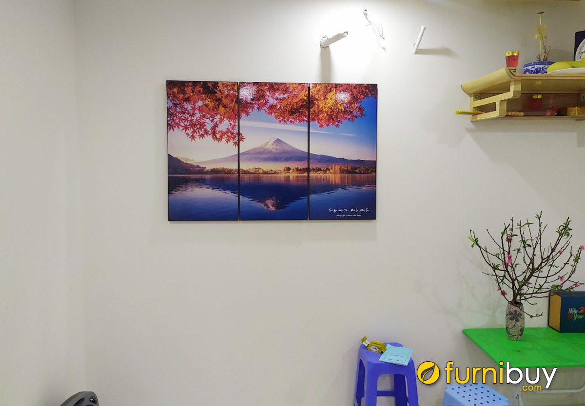 Hình ảnh Tranh treo tường phong cảnh Nhật Bản đẹp ghép 3 tấm