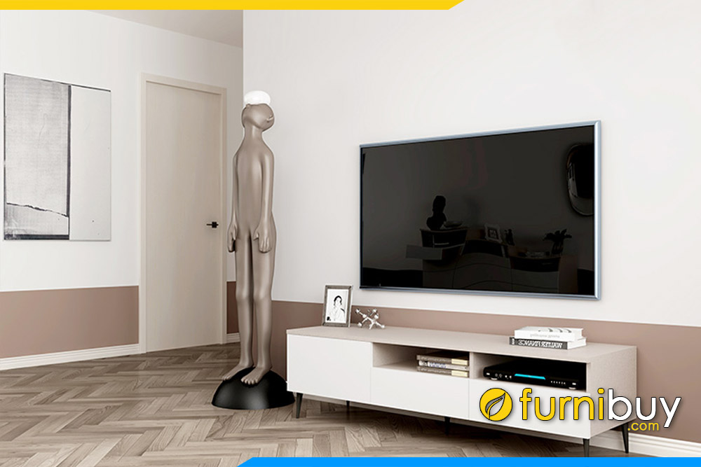 ảnh kệ tivi phòng ngủ màu trắng giá rẻ gỗ mdf