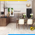 Bộ bàn ăn 6 ghế đẹp trong không gian nội thất bếp hiện đại