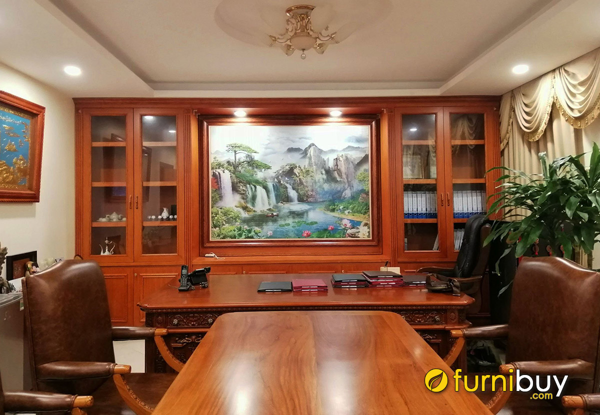 Hình ảnh Bức tranh sơn thủy hữu tình treo tường phòng làm việc đẹp ý nghĩa