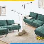 ghe sofa goc ni mau xanh reu tre trung