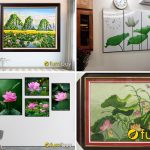 Hình ảnh Giá Tranh Hoa Sen Bao Nhiêu Tiền Một Bộ: Vẽ, Gỗ, Thêu, In, Đồng,...