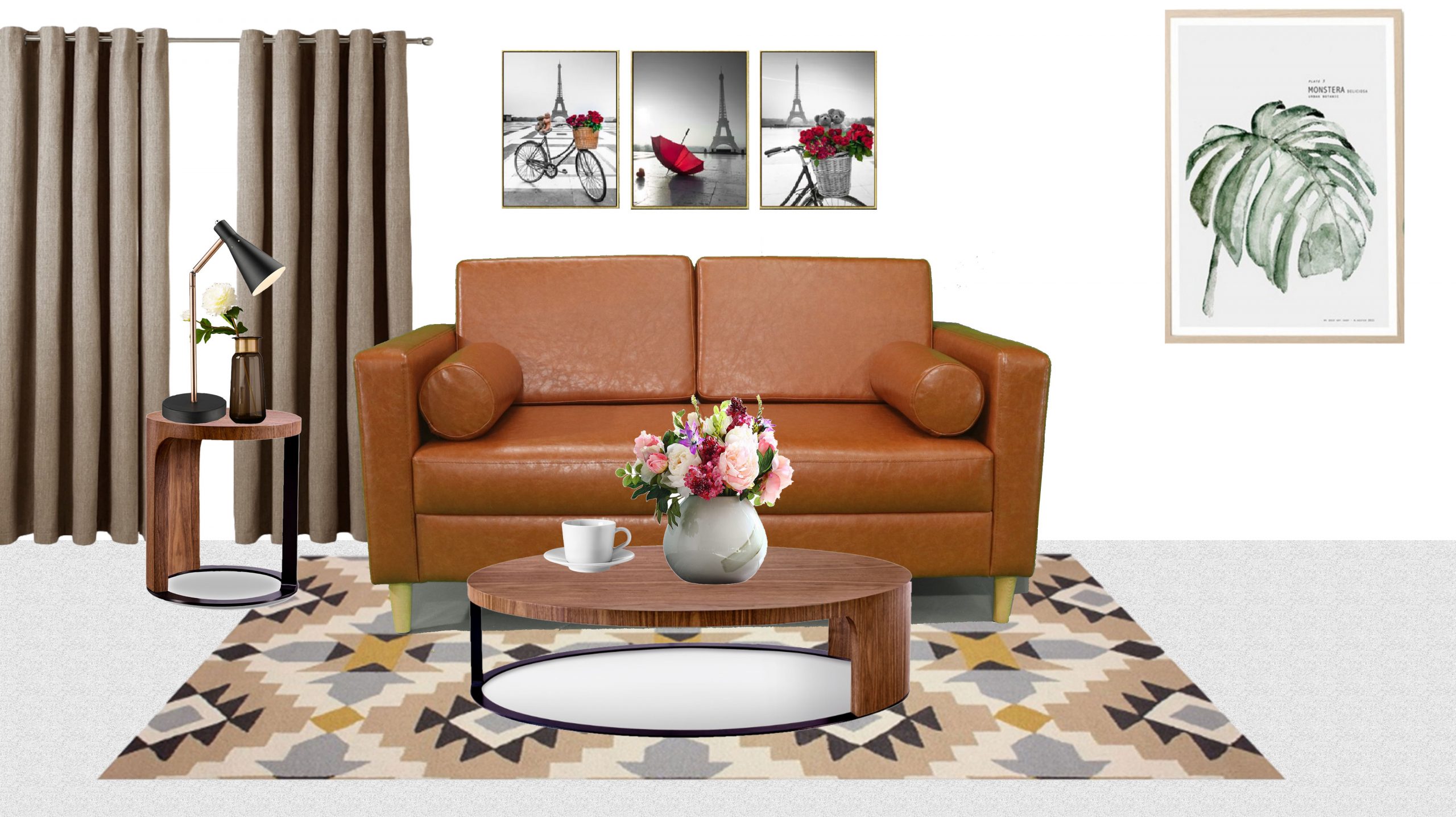 Ghế sofa văng da đơn, dài màu da bò kê phòng khách nhỏ fb 191001