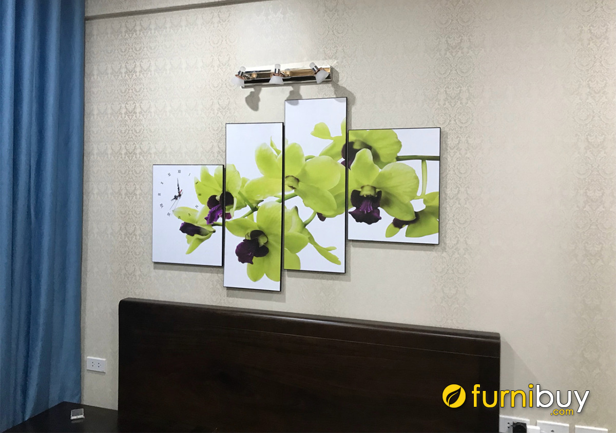 Hình ảnh Tranh hoa lan xanh treo tường phòng ngủ đẹp