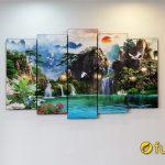 hinh anh buc tranh son thuy huu tinh ghep bo 5 tam