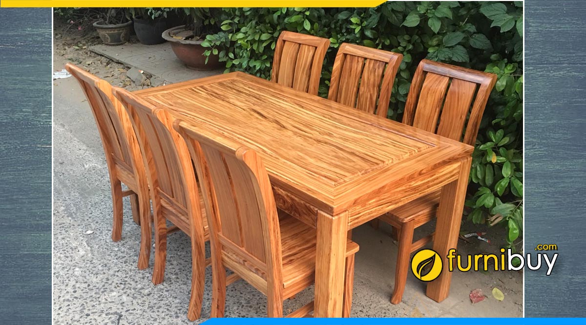 Hình ảnh Bộ bàn ăn 6 ghế gỗ hương xám tự nhiên đẹp