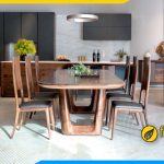 Hình ảnh bộ bàn ăn 6 ghế gỗ óc chó sang trọng cho biệt thự