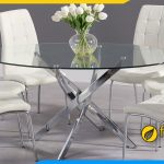 Hình ảnh bộ bàn ăn bằng kính bầu dục đẹp