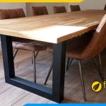 Hình ảnh Bộ bàn ăn mặt gỗ chân sắt hiện đại