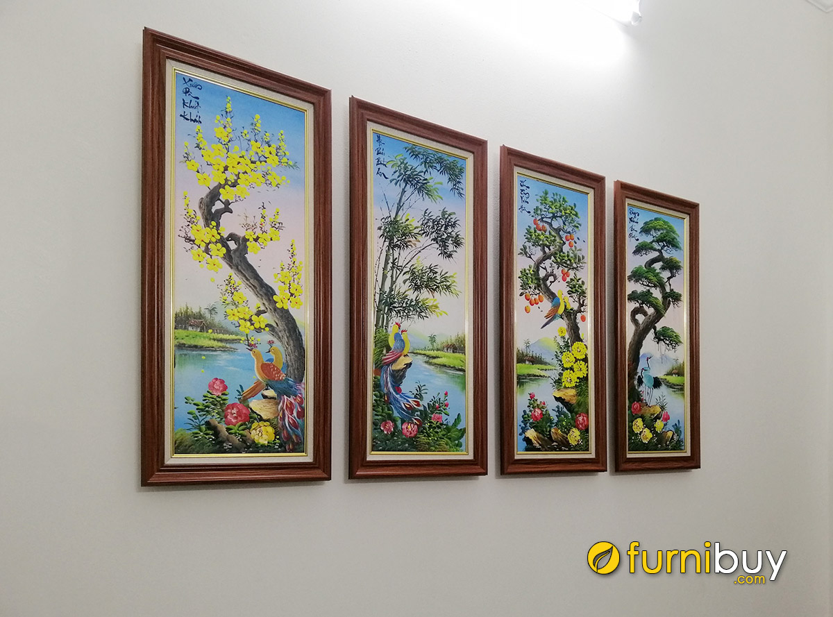 Hình ảnh Bộ tranh tứ quý treo tường đẹp sang trọng