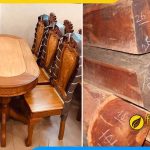 Hình ảnh Mẫu bàn ăn gỗ căm xe 6 ghế bầu dục đẹp