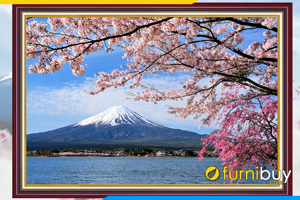 Tranh Núi Phú Sĩ Hoa Anh Đào Nhật Bản Amia 1429 | Nội Thất Furnibuy