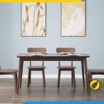 Ảnh bộ bàn ăn 1m2 đẹp màu óc chó