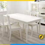 Hình ảnh Bộ bàn ăn 4 ghế màu trắng hình chữ nhật đẹp