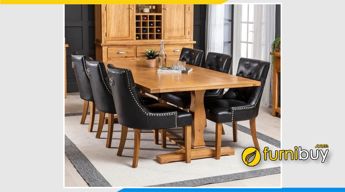 Bộ bàn ăn bọc da 6 ghế nhập khẩu cao cấp